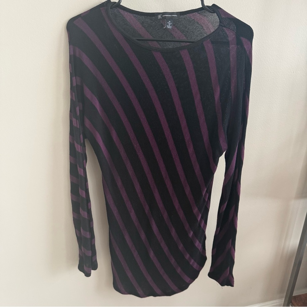 INC International Concepts Diagonal Striped Long Sleeve Sweater
